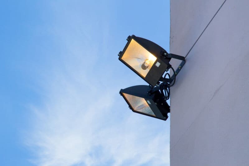 Security lighting mounted on the yard